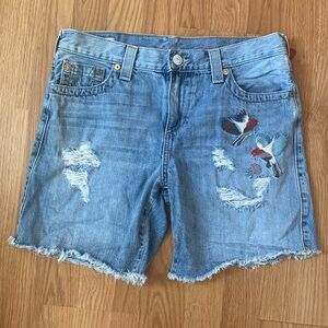 ❤️ True Religion Women's Jayde Embroidered Denim Jean Short Size 28 NWOT